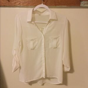 Sheer White Long Sleeve Shirt